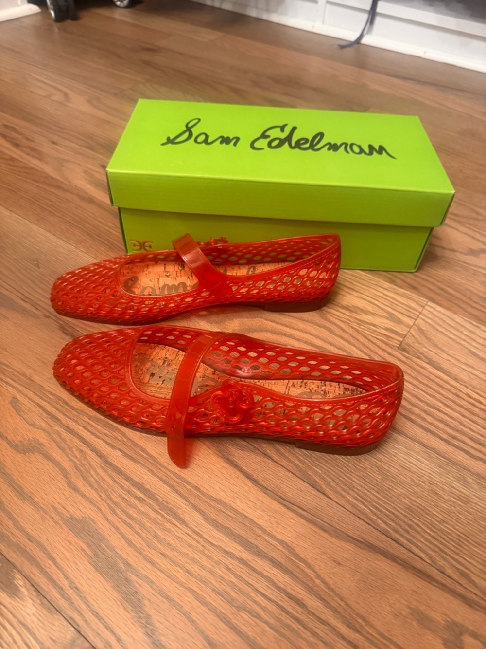Sam Edelman Orange Jelly Mary Jane Flats with Strap